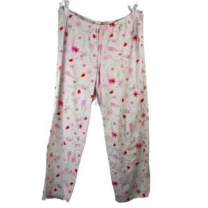 Hue Pink White Print Sleep Pants Sz XL